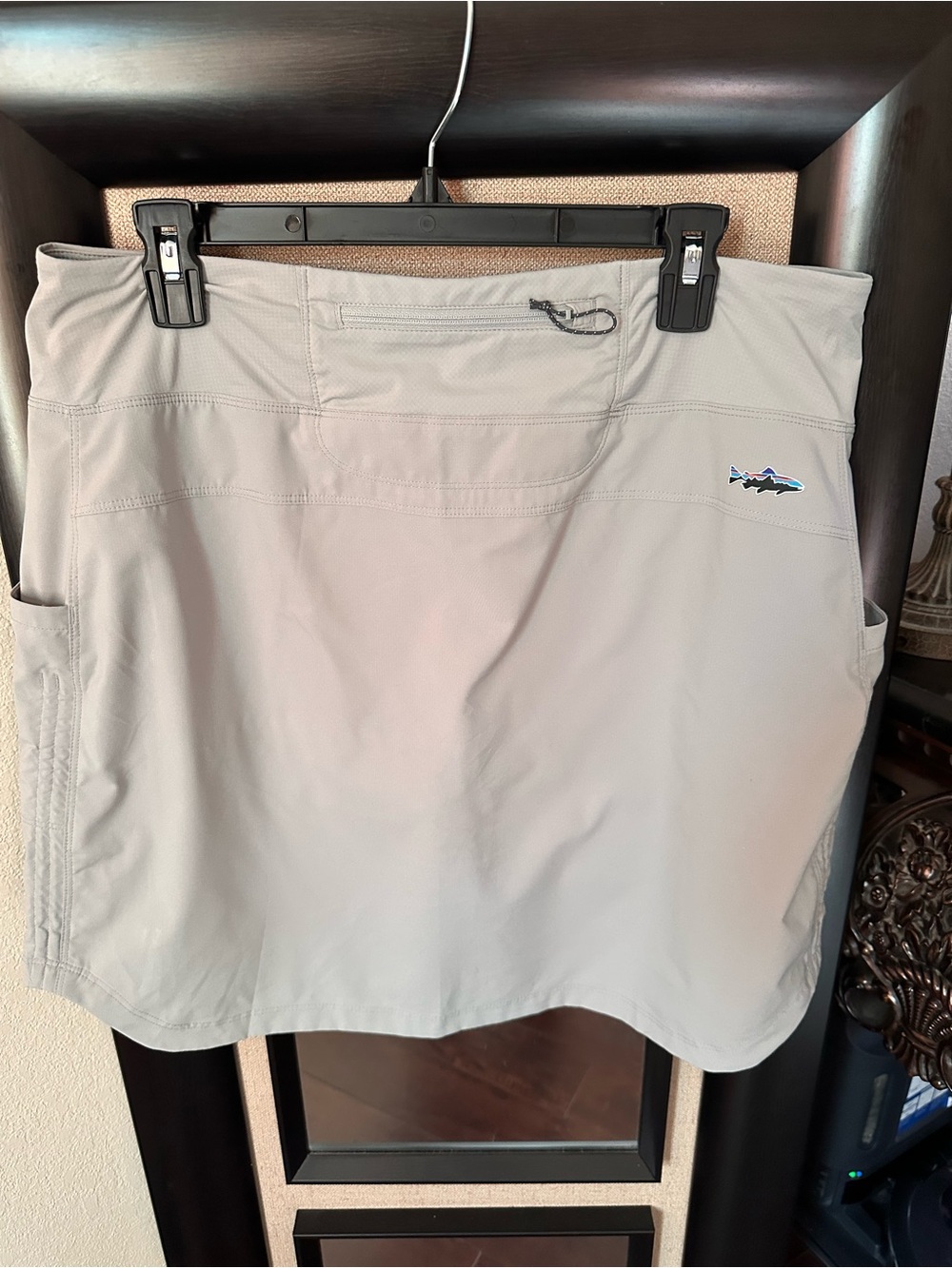 Patagonia Light Gray Performance Top with Logo Print